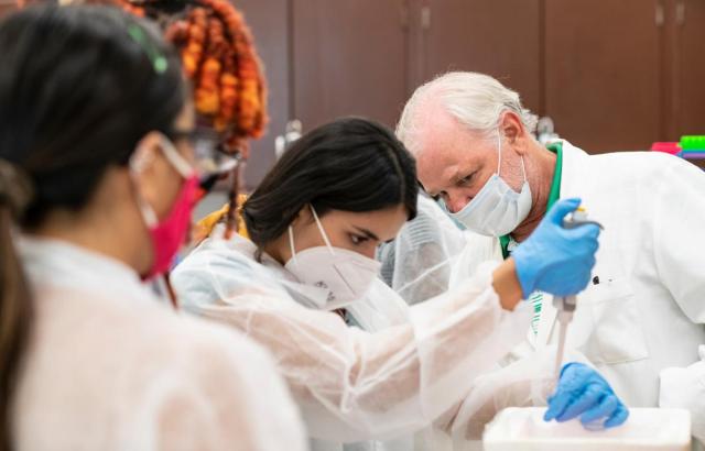 three people in lab