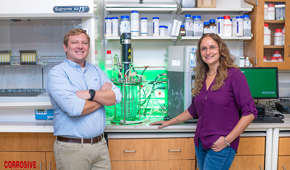 two people in lab